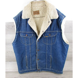 VINTAGE Sears Roebucks Sherpa-Lined Trucker Vest 70s, Men's Size Large